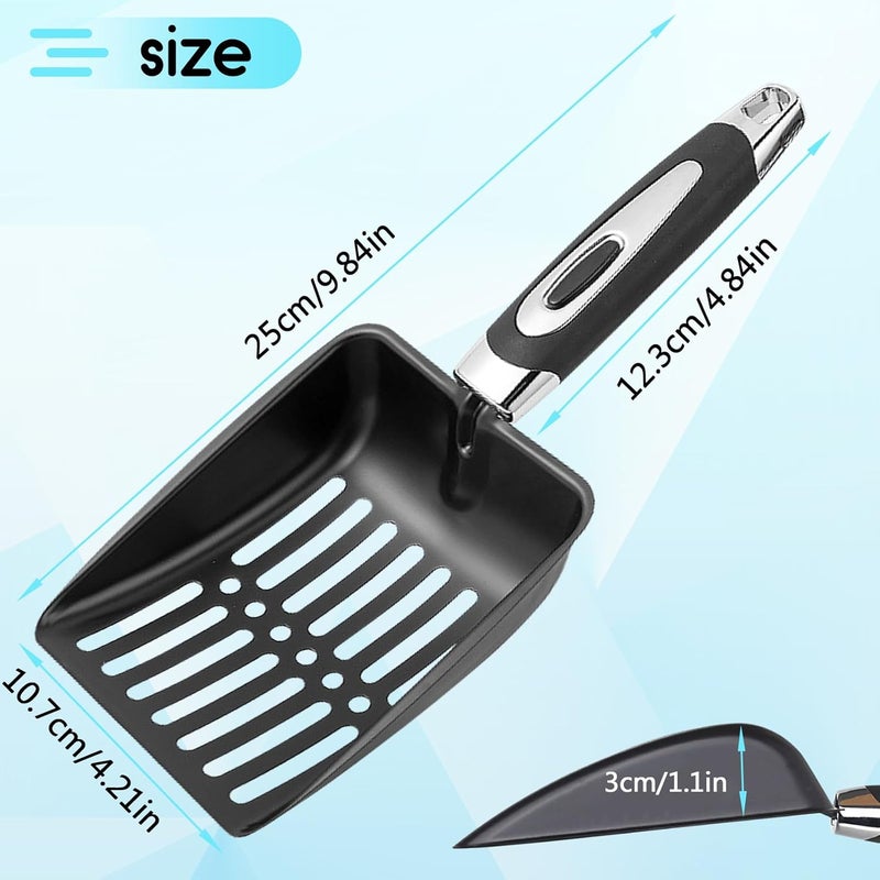NewGF Stainless Steel Cat Litter Scoop,Metal Cat Litter Scoop,Kitty Metal Scooper,Sturdy Mesh Scooper,Suitabla Cat Scooper for Cat Litter Box-Black - Image 2